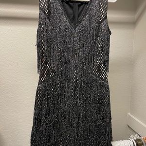 Layered Fringe Trim Sequin Bodycon Dress